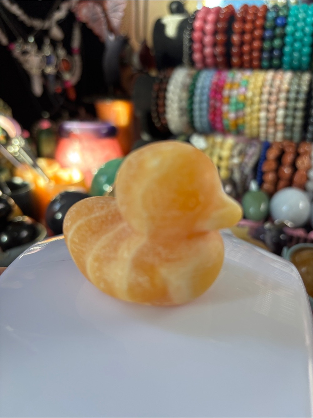 Yellow Calcite Duck Carving